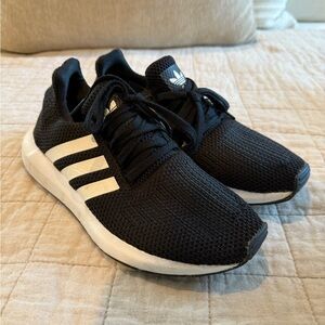Adidas Core Black with White Stripes Sneakers